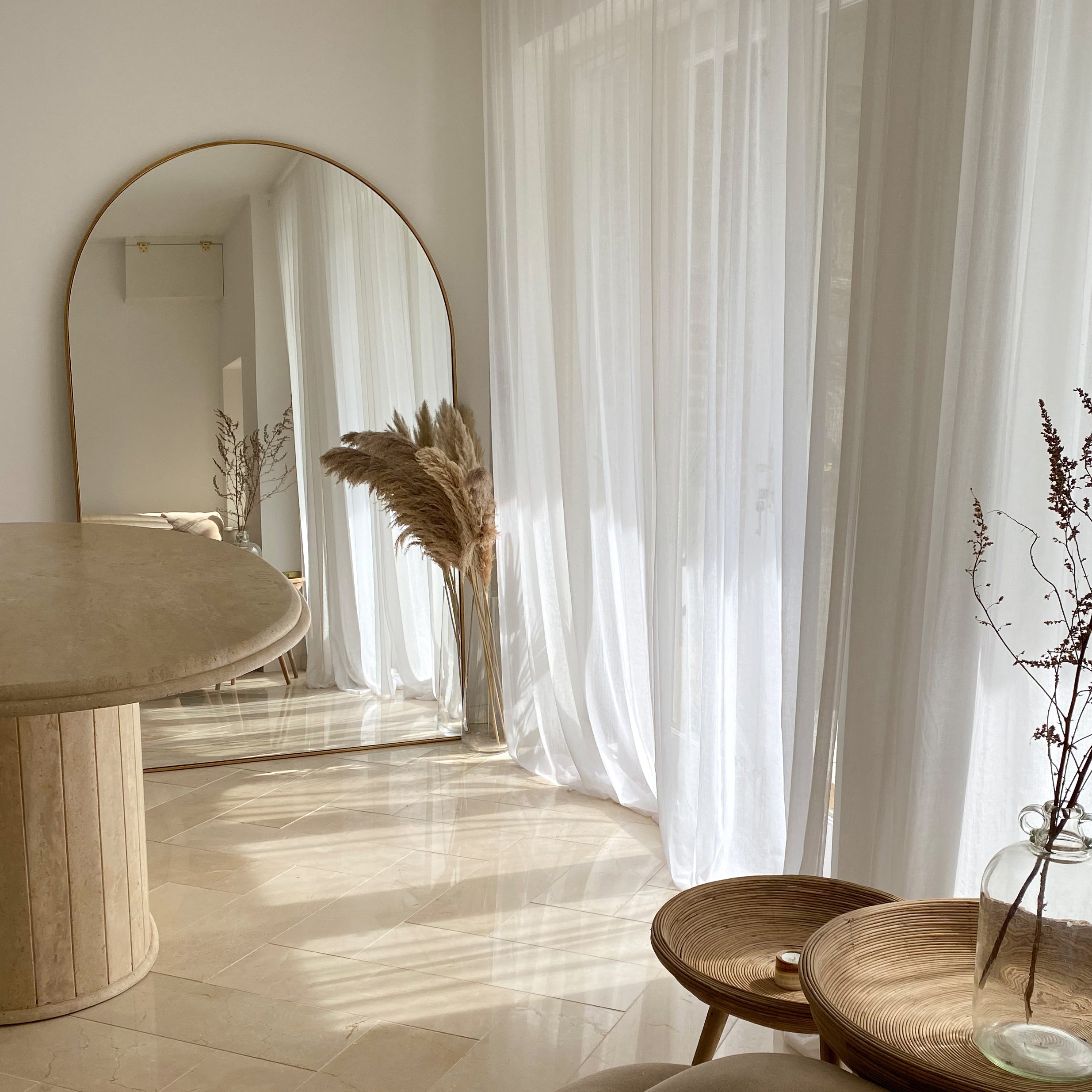 Large Arched Full Length Wall Mirror - Luxury Gold Metal Frame (180 x 110 cm)