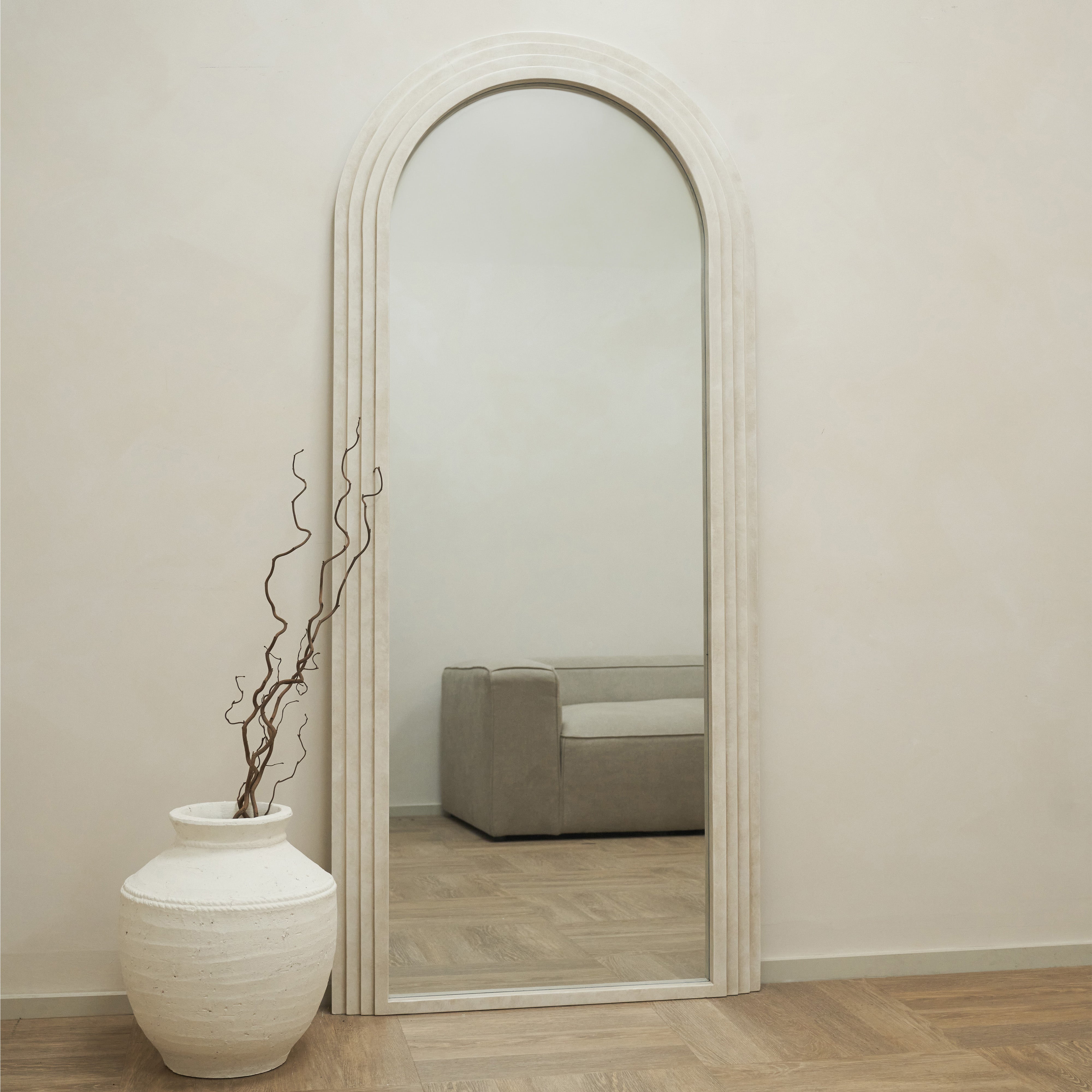 Luciana Arch Mirror - Luxury Concrete Finish Full-Length Arched Mirror (180x80 cm)