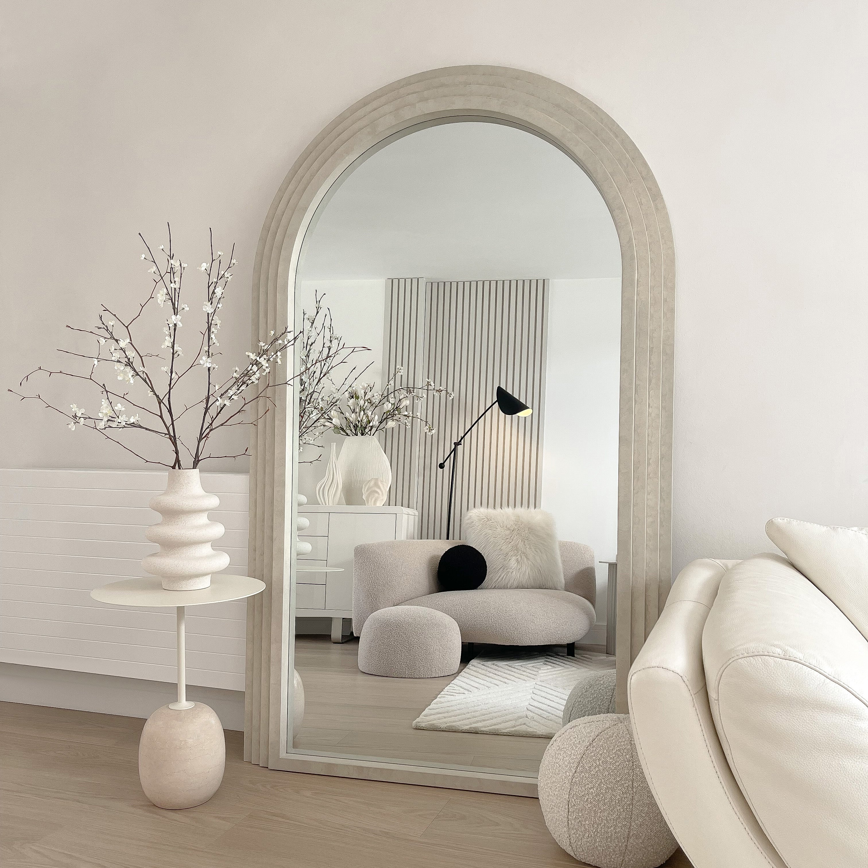 Luciana Large Arched Mirror - Industrial Concrete Texture - 180 cm x 110 cm