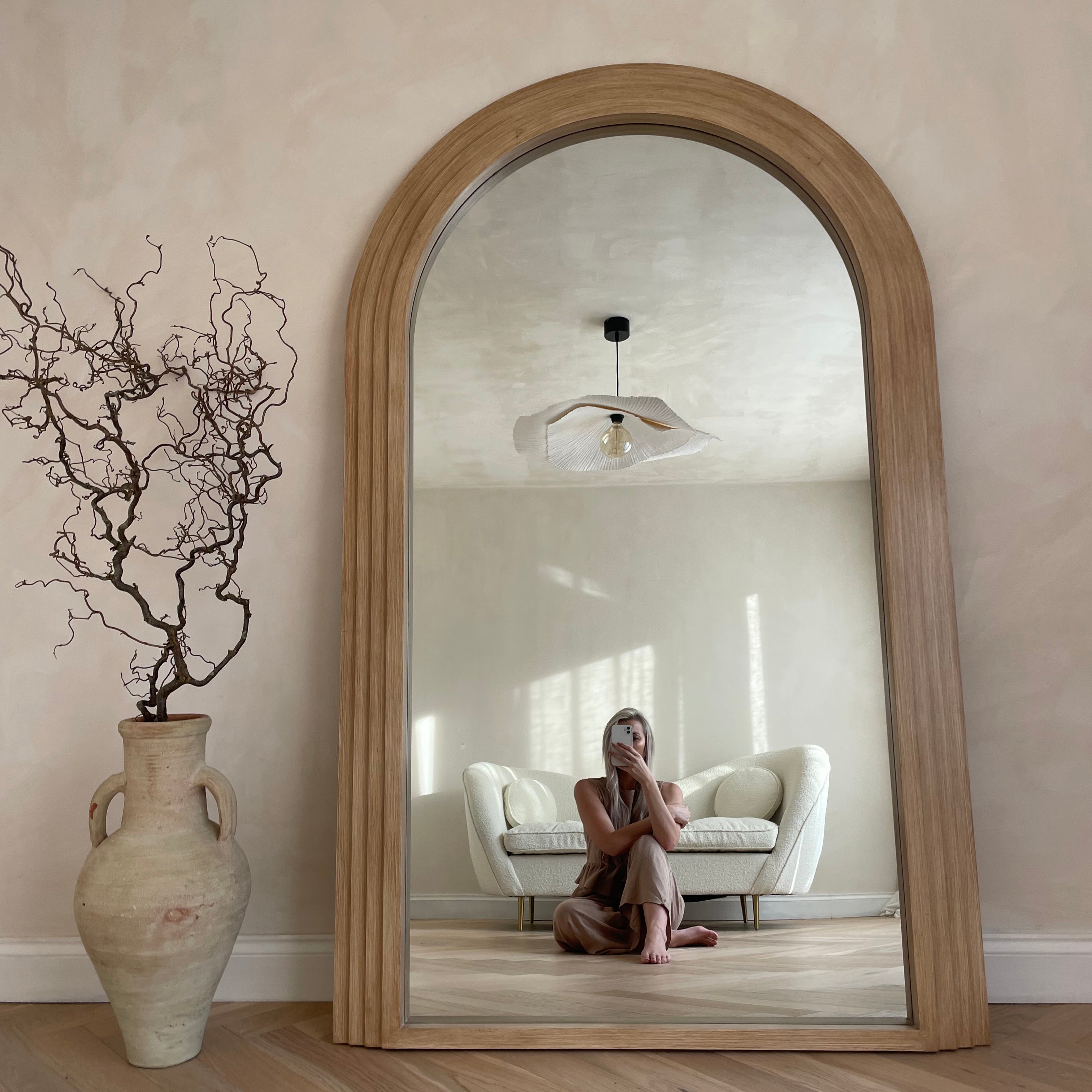 Luciana Grand Arched Full-Length Mirror - Washed Wood Frame - 180 x 110 cm