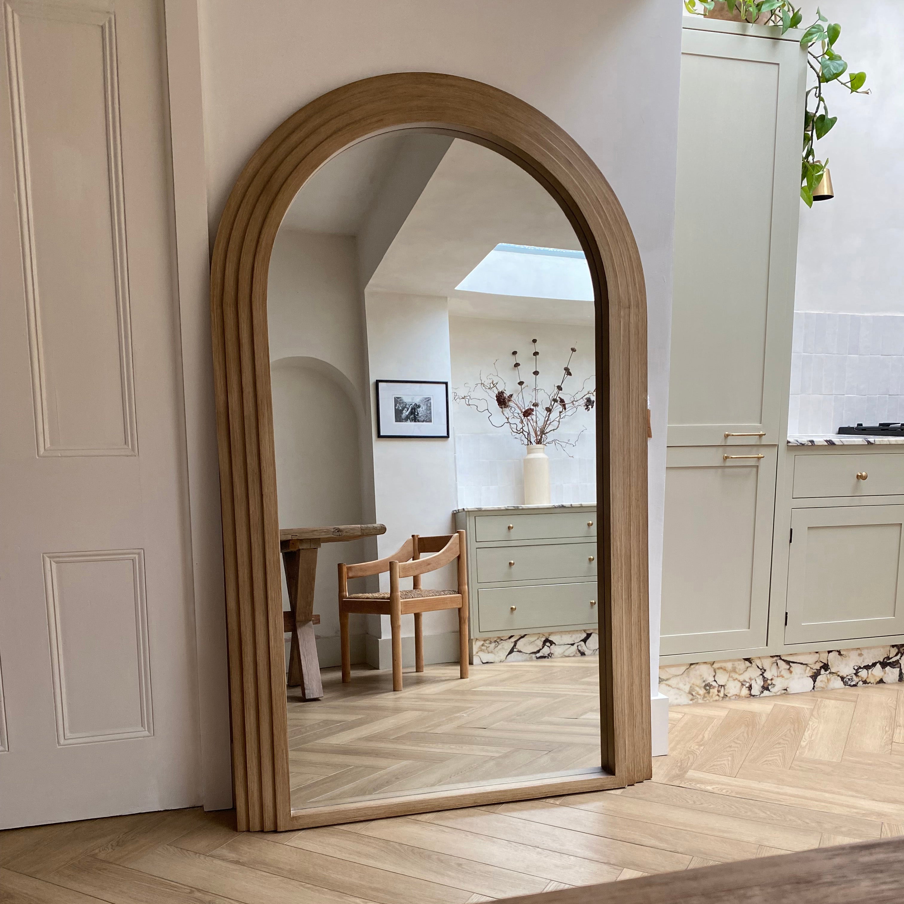 Luciana Grand Arched Full-Length Mirror - Washed Wood Frame - 180 x 110 cm