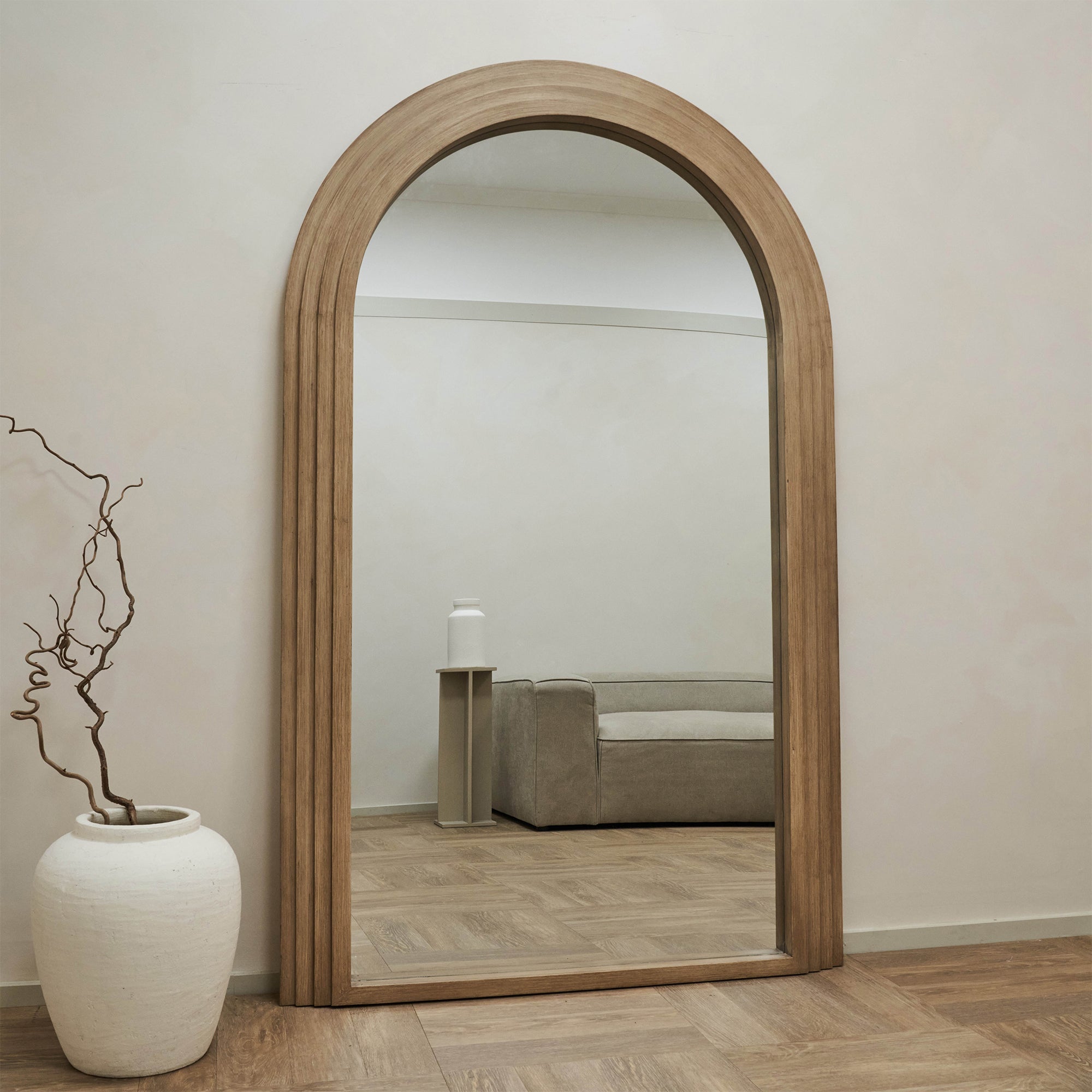 Luciana Grand Arched Full-Length Mirror - Washed Wood Frame - 180 x 110 cm