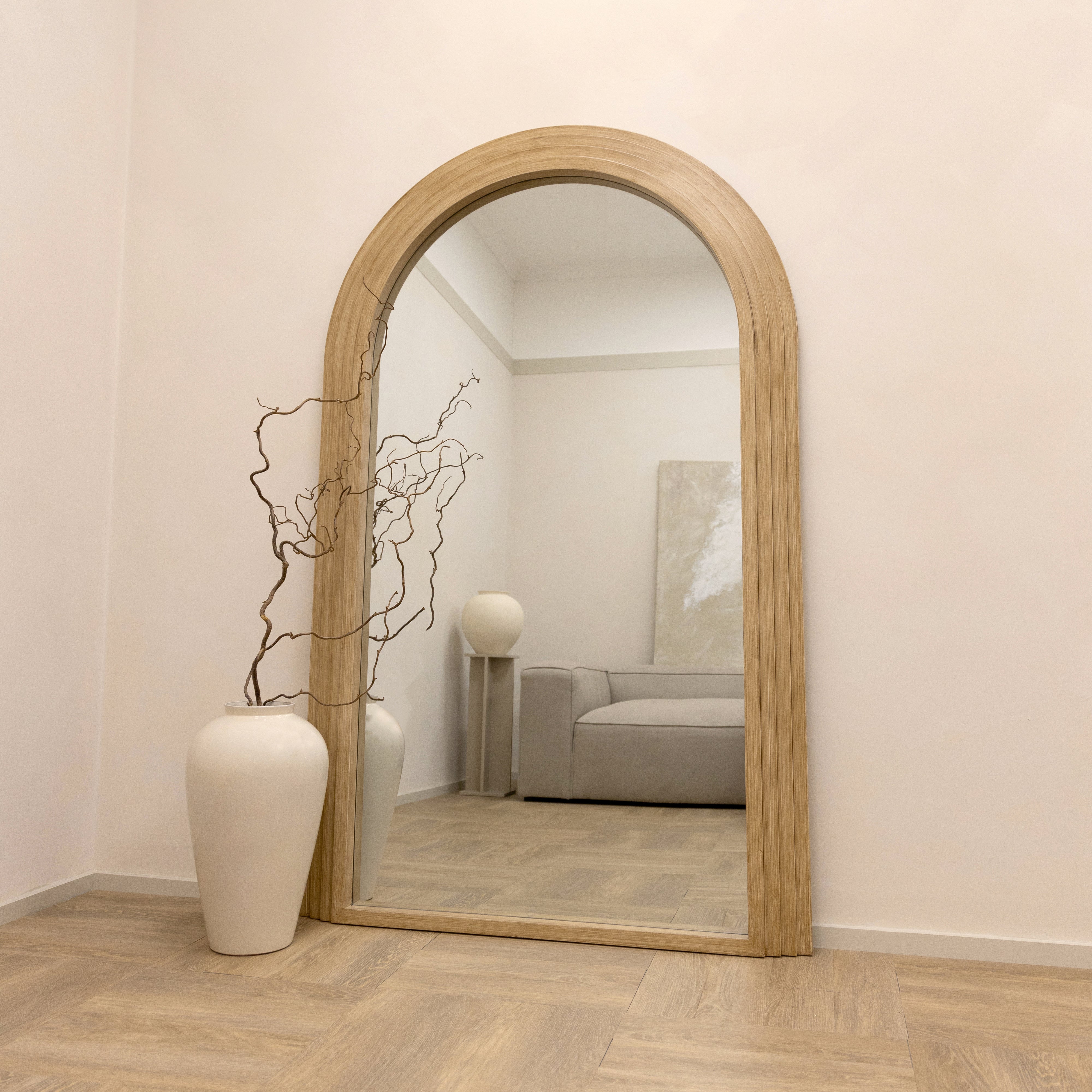 Luciana Grand Arched Full-Length Mirror - Washed Wood Frame - 180 x 110 cm