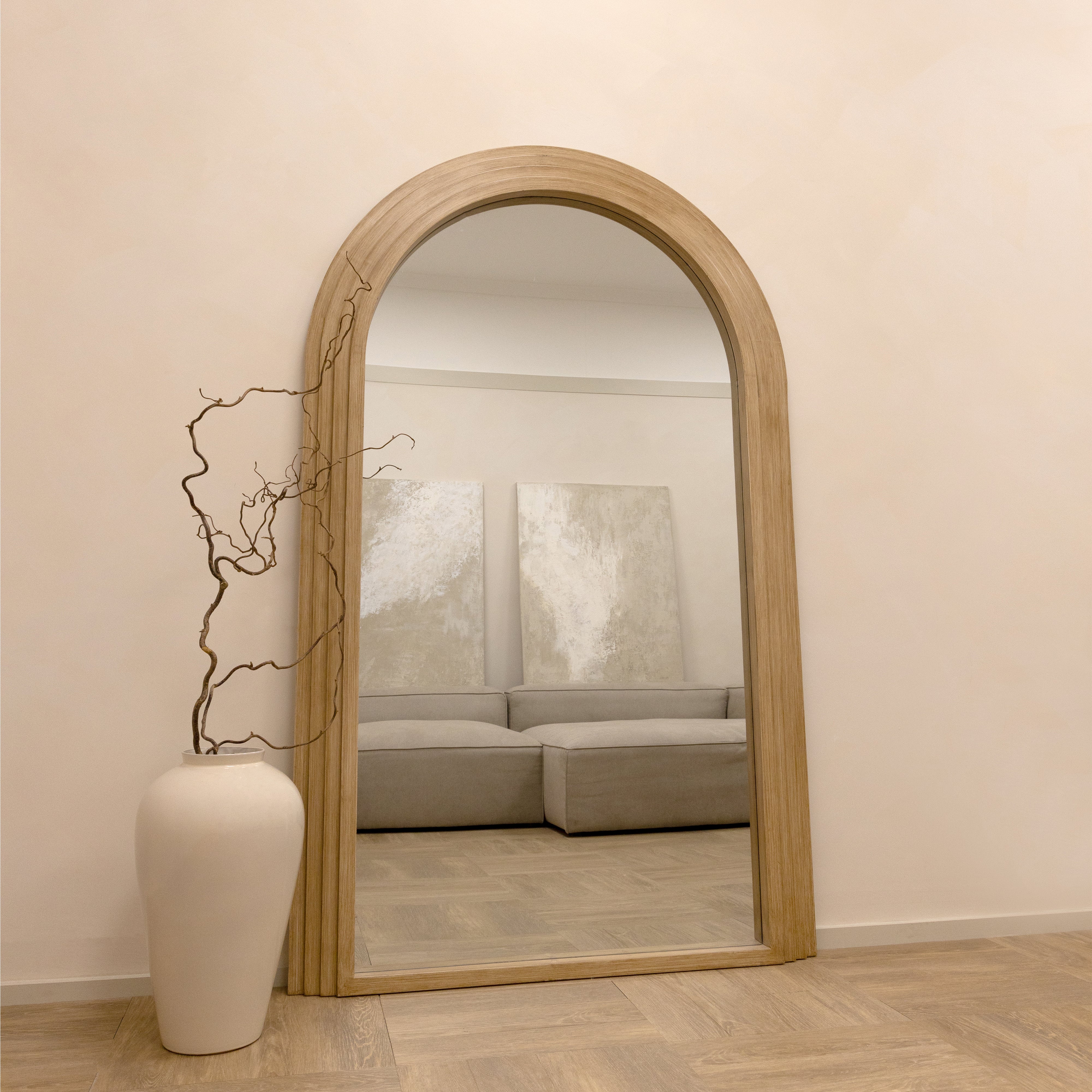 Luciana Grand Arched Full-Length Mirror - Washed Wood Frame - 180 x 110 cm