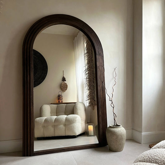 Luciana Arch Full-Length Mirror – Luxury Charred Wood Architectural Design (180 x 110 cm) Spiegel Weltt