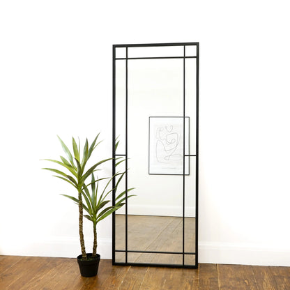 Bexley Full-Length Industrial Metal Wall Mirror - Matte Black - 180 x 70 cm Spiegel Weltt