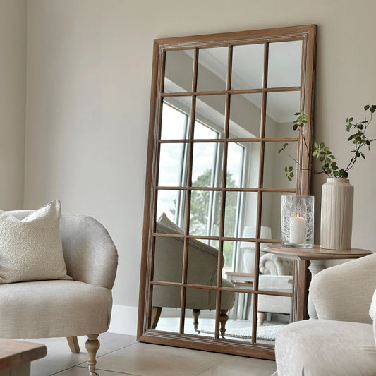 Sasha Oak Full-Length Window Mirror - Rustic Shabby Chic Style (180 x 100 cm) Spiegel Weltt