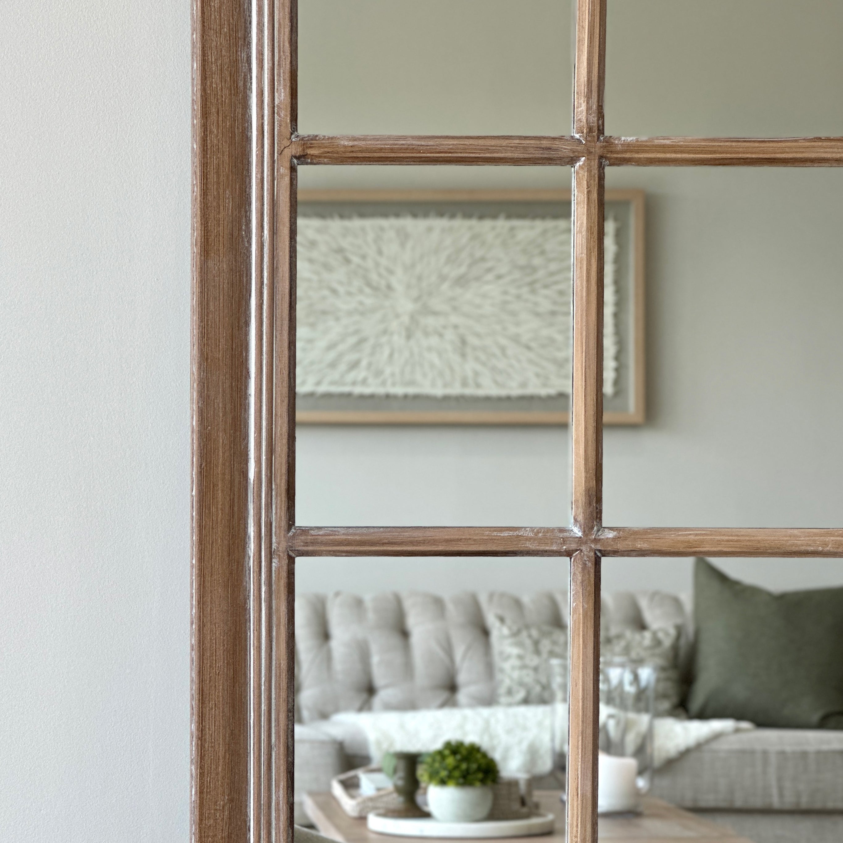 Sasha Oak Full-Length Window Mirror - Rustic Shabby Chic Style (180 x 100 cm)