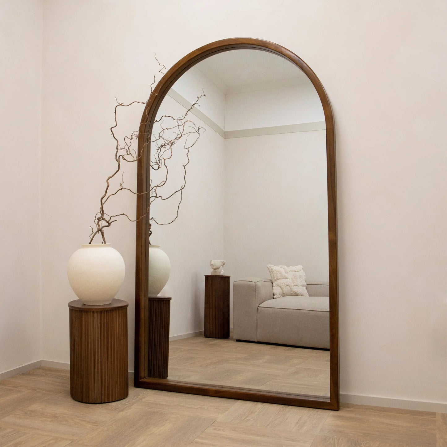 Tamara Arch Full-Length Solid Wood Mirror - Walnut Finish, 190 x 110 cm Spiegel Weltt