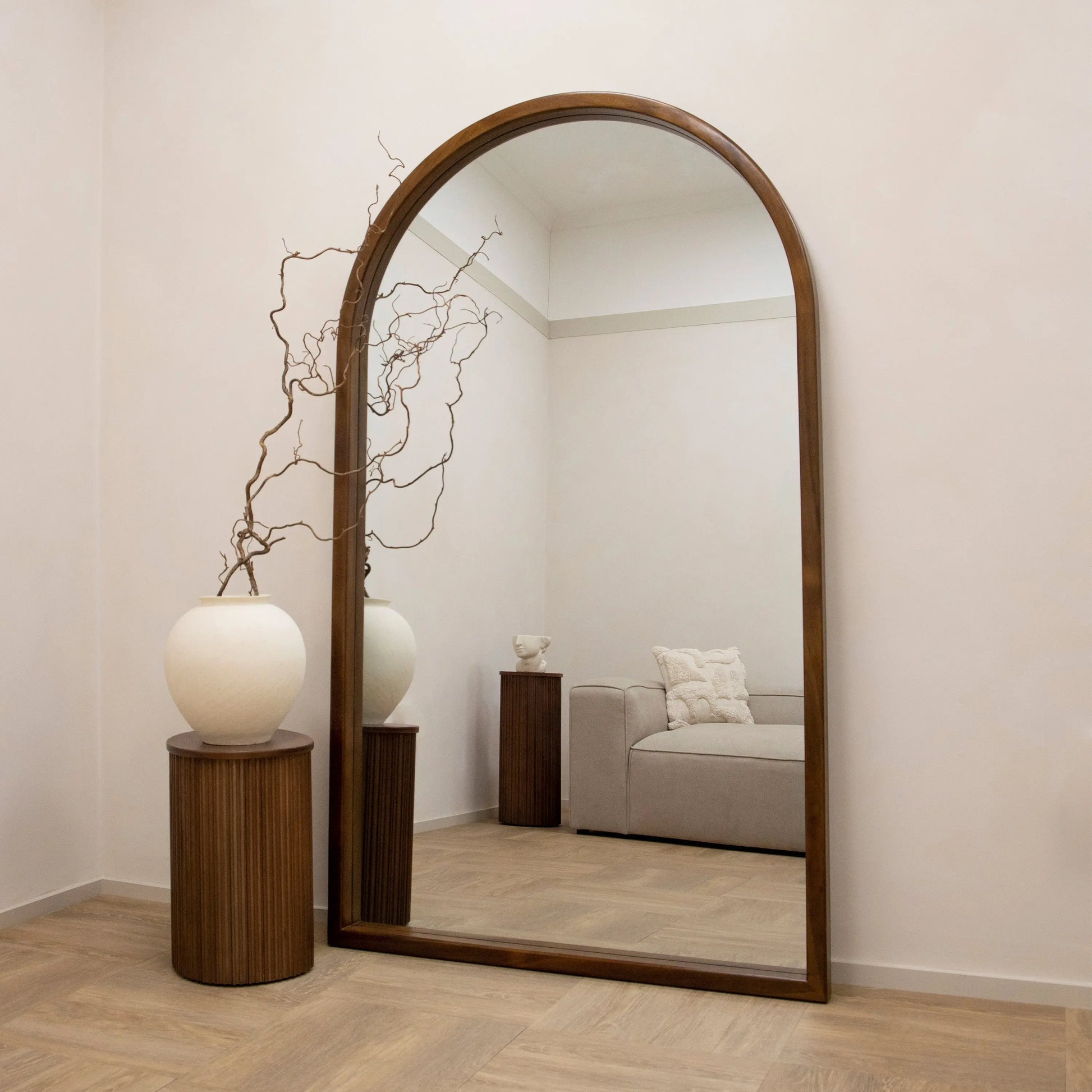 Tamara Arch Full-Length Solid Wood Mirror - Walnut Finish, 190 x 110 cm Spiegel Weltt