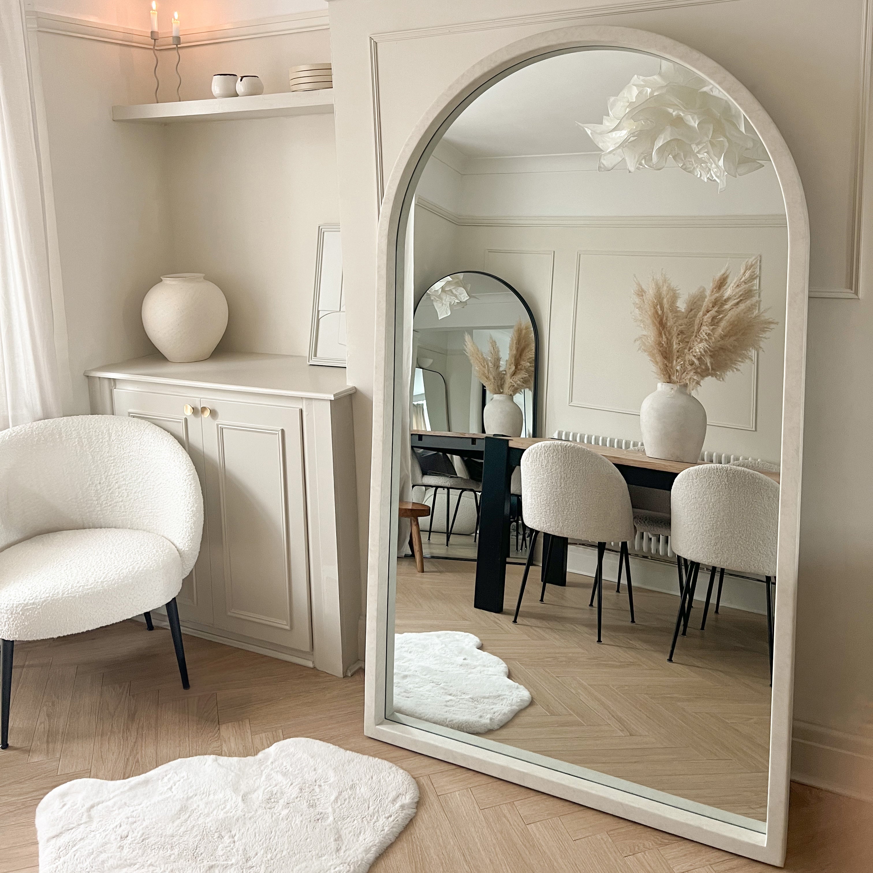 Tamara XL Arched Wall Mirror - Industrial Concrete Finish - 190 x 110 cm