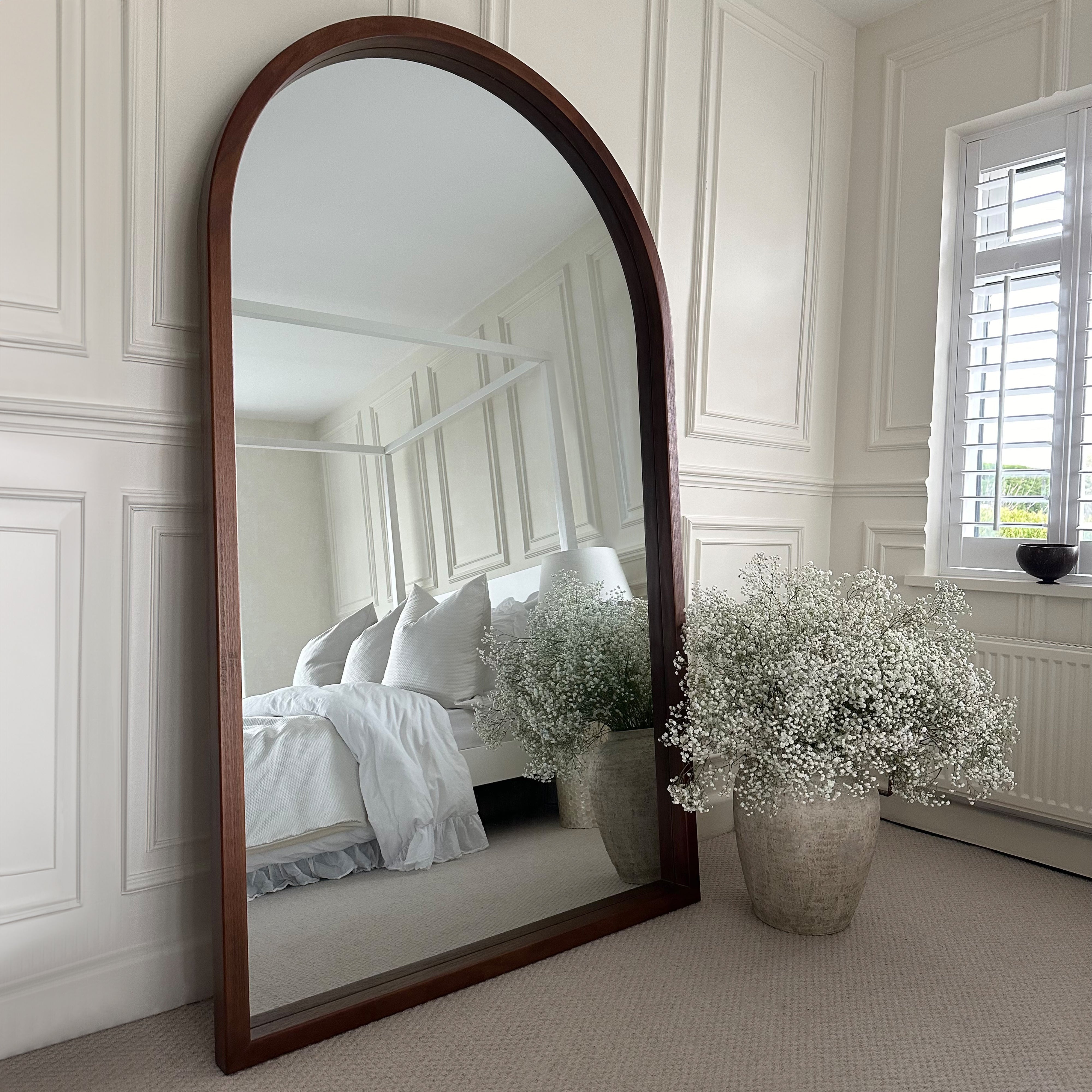 Tamara Arch Full-Length Solid Wood Mirror - Walnut Finish, 190 x 110 cm