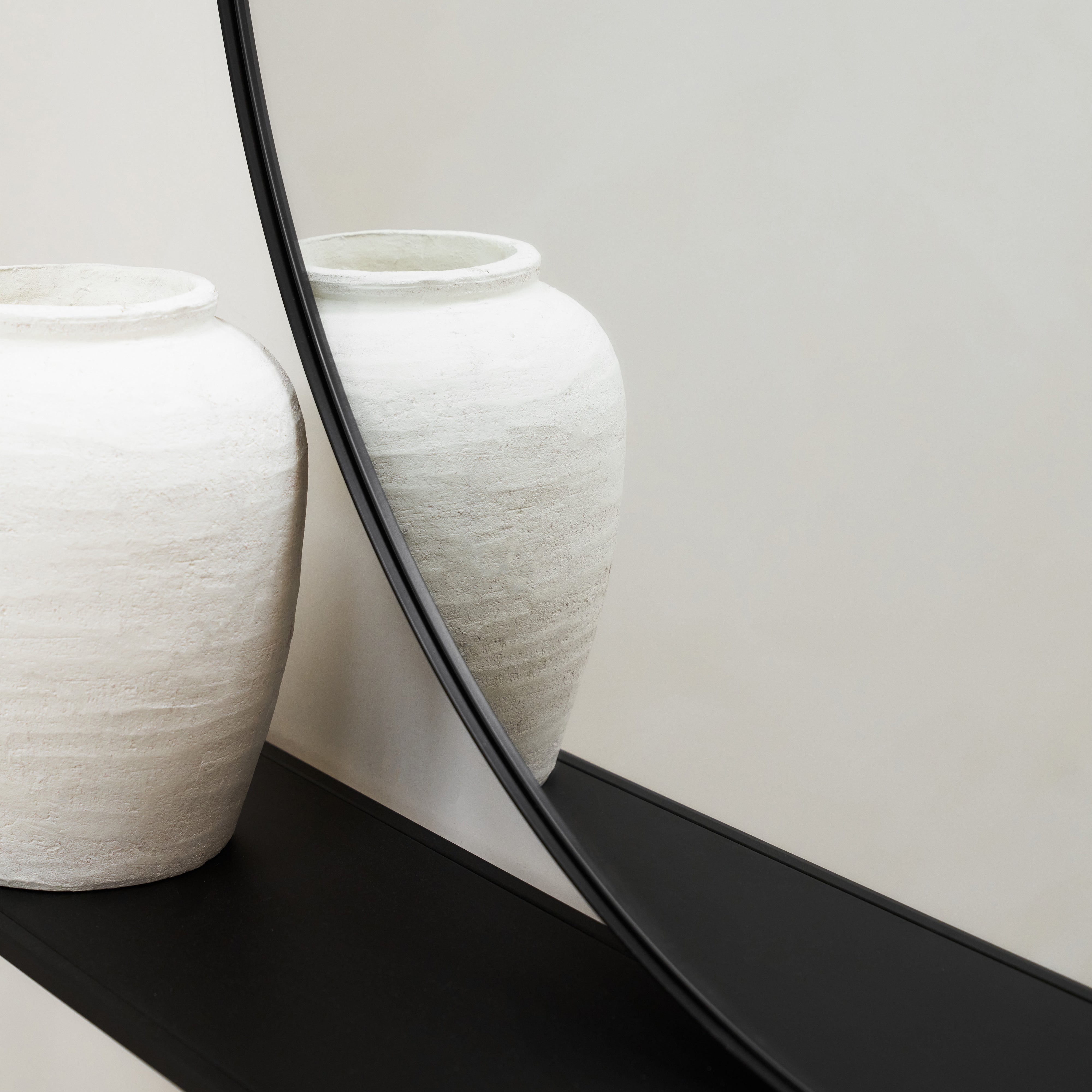 Theo Round Wall Mirror - 120cm Matte Black Metal Industrial Minimalist Design