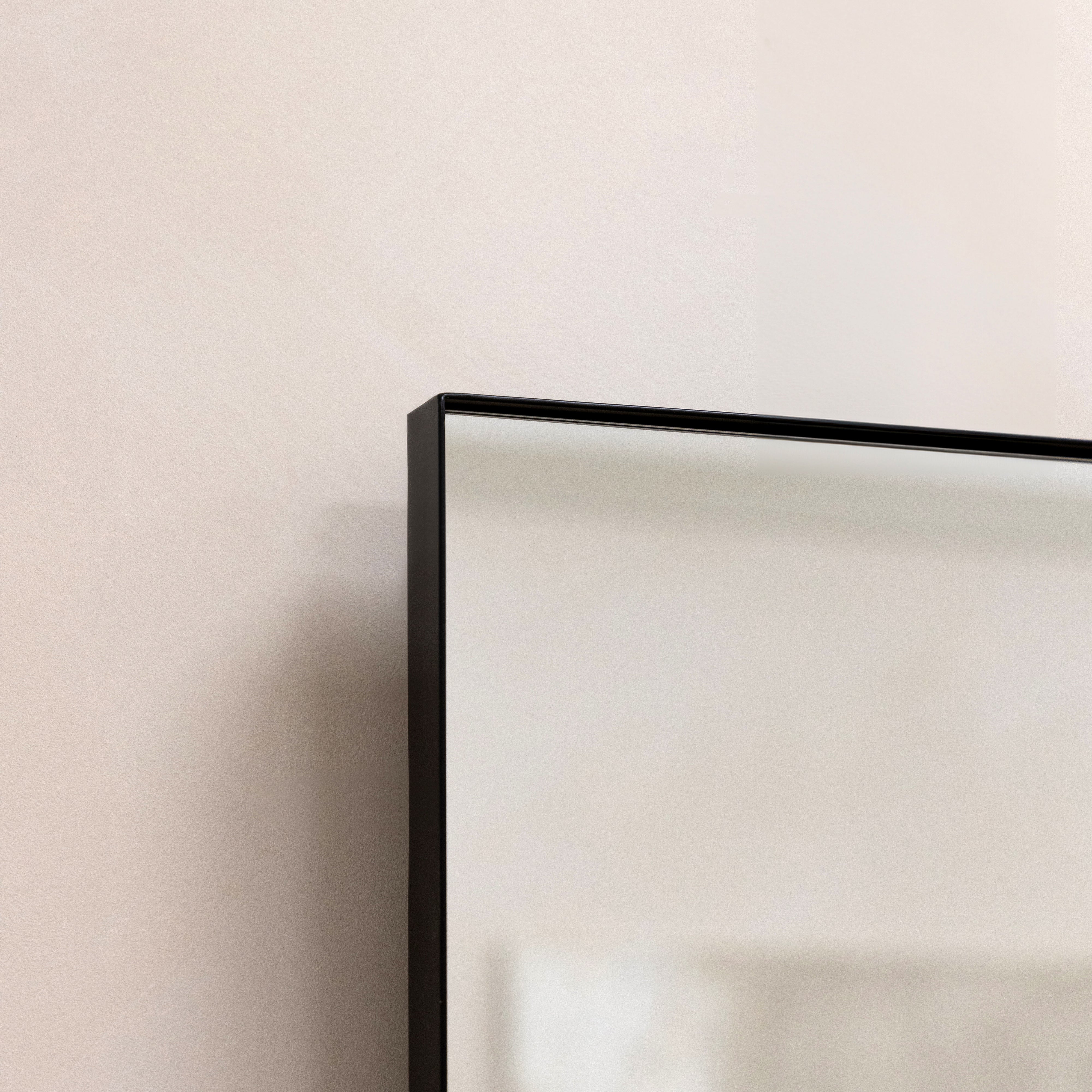 Theo Rectangular Metal Wall Mirror - Industrial Black Frame - 120 x 90 cm