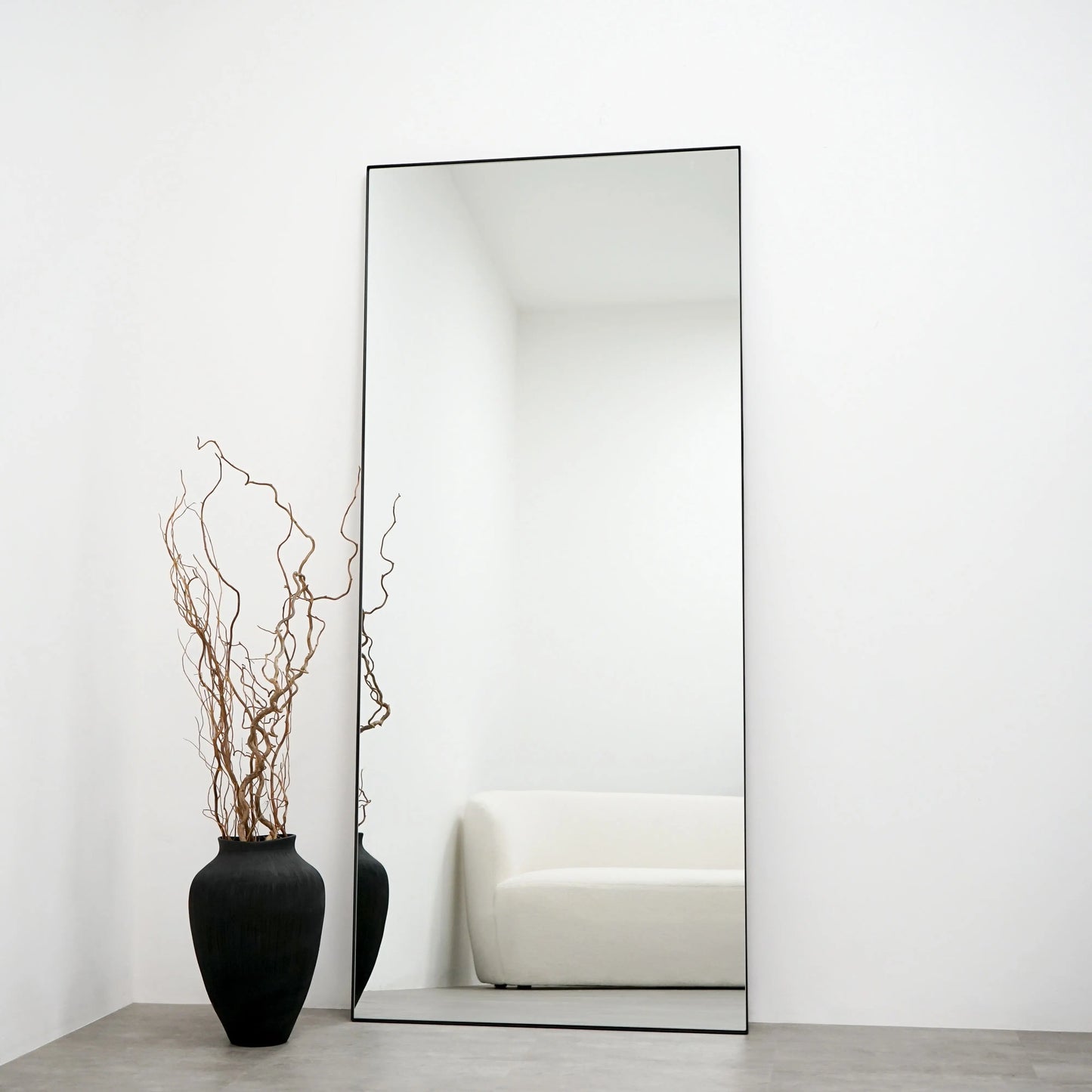 Theo Full-Length Rectangular Mirror 179 x 80 cm - Industrial Matte Black Metal Frame Spiegel Weltt