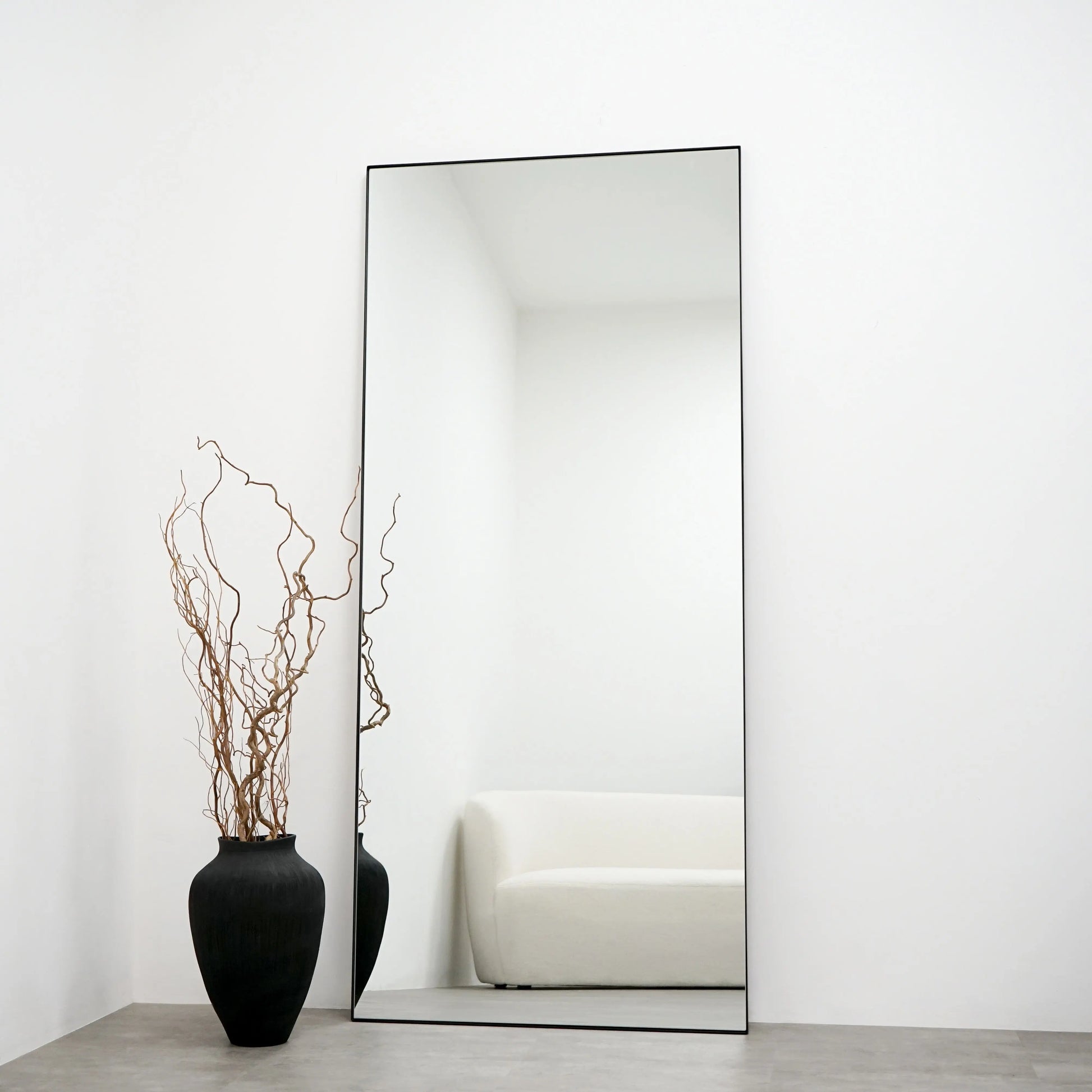 Theo Full-Length Rectangular Mirror 179 x 80 cm - Industrial Matte Black Metal Frame Spiegel Weltt
