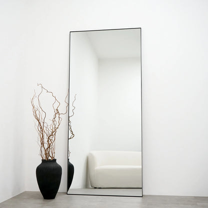 Theo Full-Length Rectangular Mirror 179 x 80 cm - Industrial Matte Black Metal Frame Spiegel Weltt
