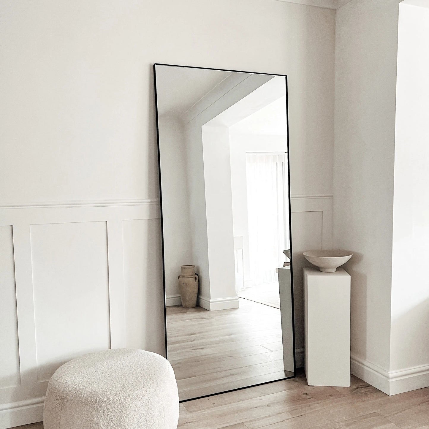 Theo Full-Length Rectangular Mirror 179 x 80 cm - Industrial Matte Black Metal Frame Spiegel Weltt