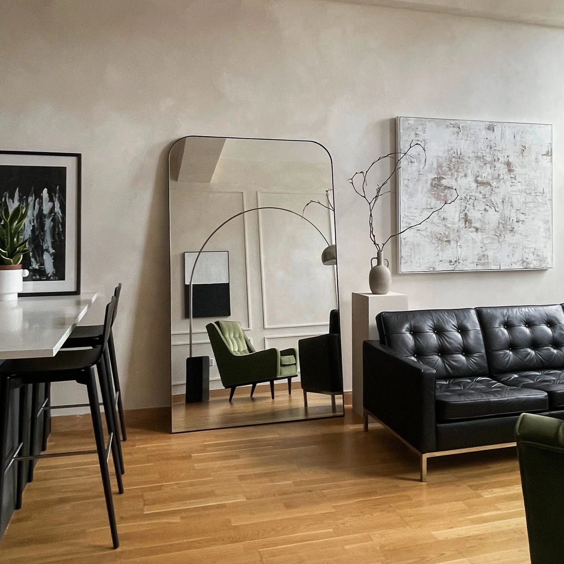 Theo XXL Arched Floor Mirror - Matte Black Metal Frame - 200 x 120 cm Spiegel Weltt