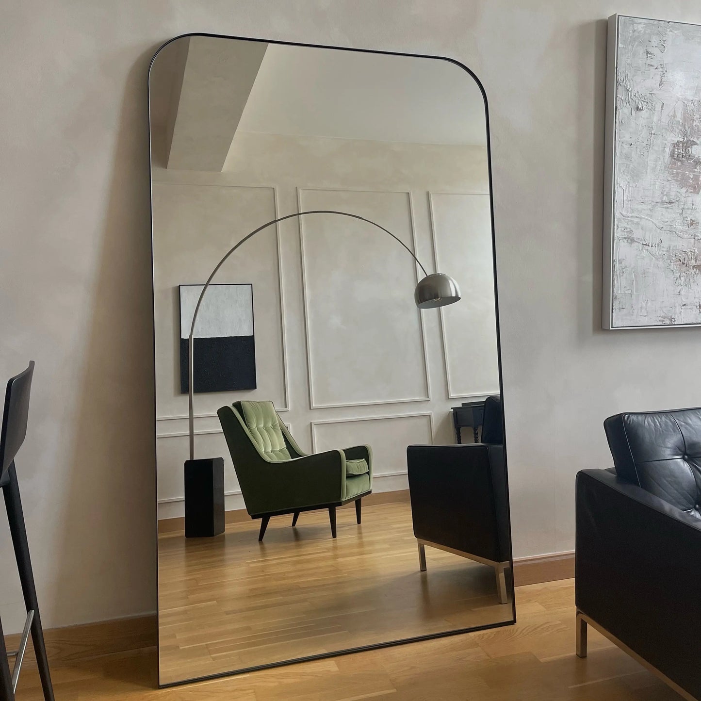 Theo XXL Arched Floor Mirror - Matte Black Metal Frame - 200 x 120 cm Spiegel Weltt