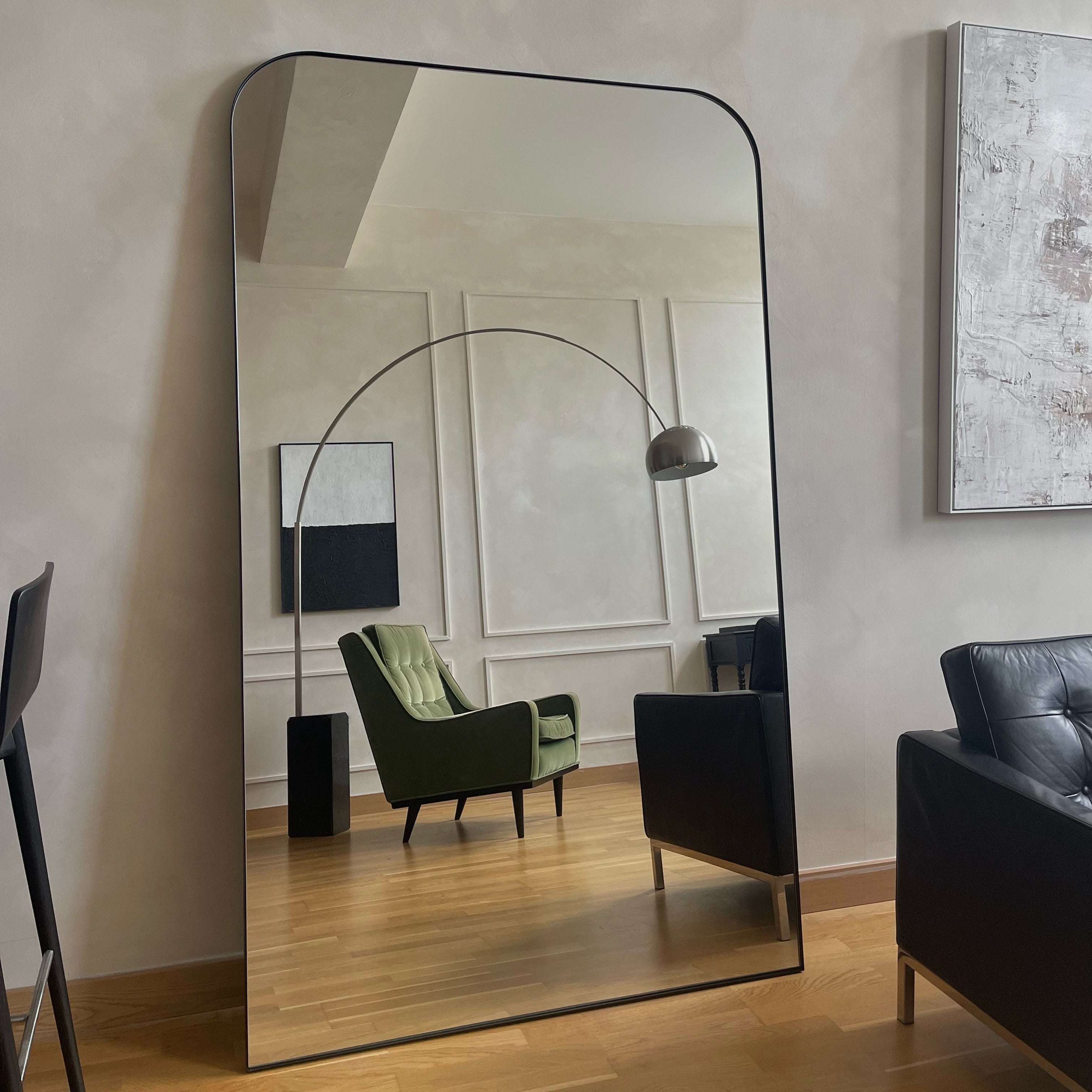 Theo XXL Arched Floor Mirror - Matte Black Metal Frame - 200 x 120 cm