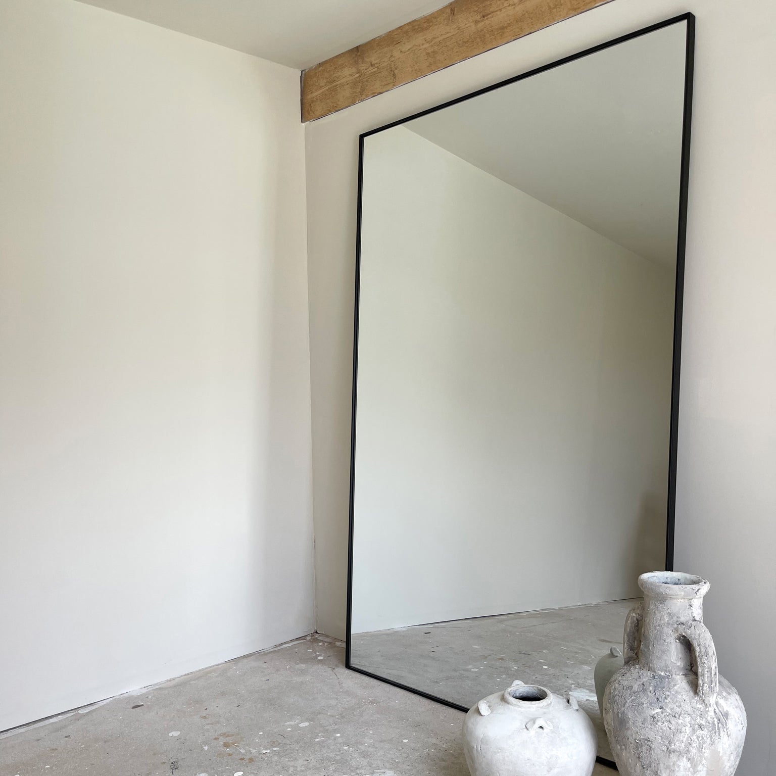 Theo XXL Industrial Wall Mirror - Large Matte Black Metal Frame - 190 x 120 cm