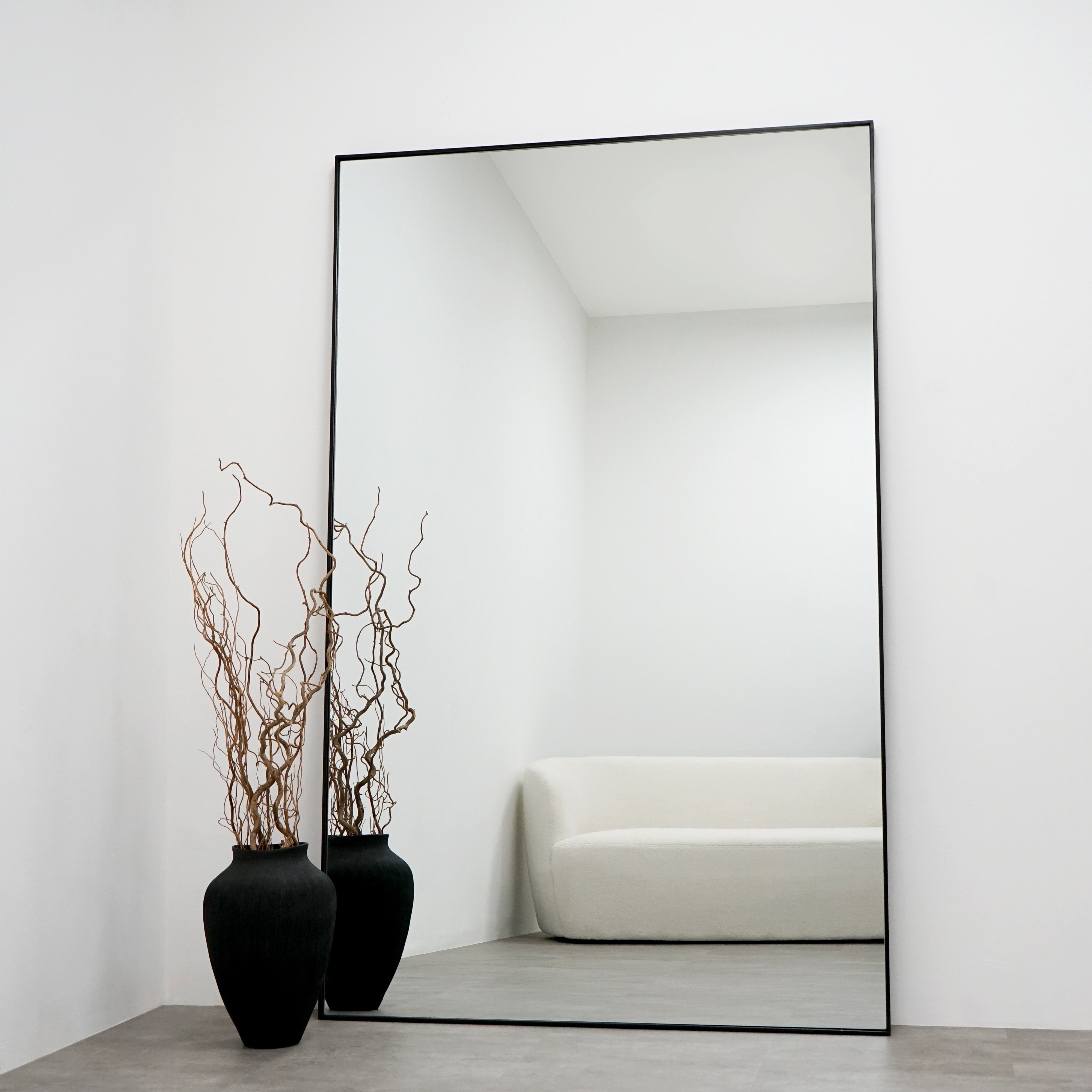 Theo XXL Industrial Wall Mirror - Large Matte Black Metal Frame - 190 x 120 cm