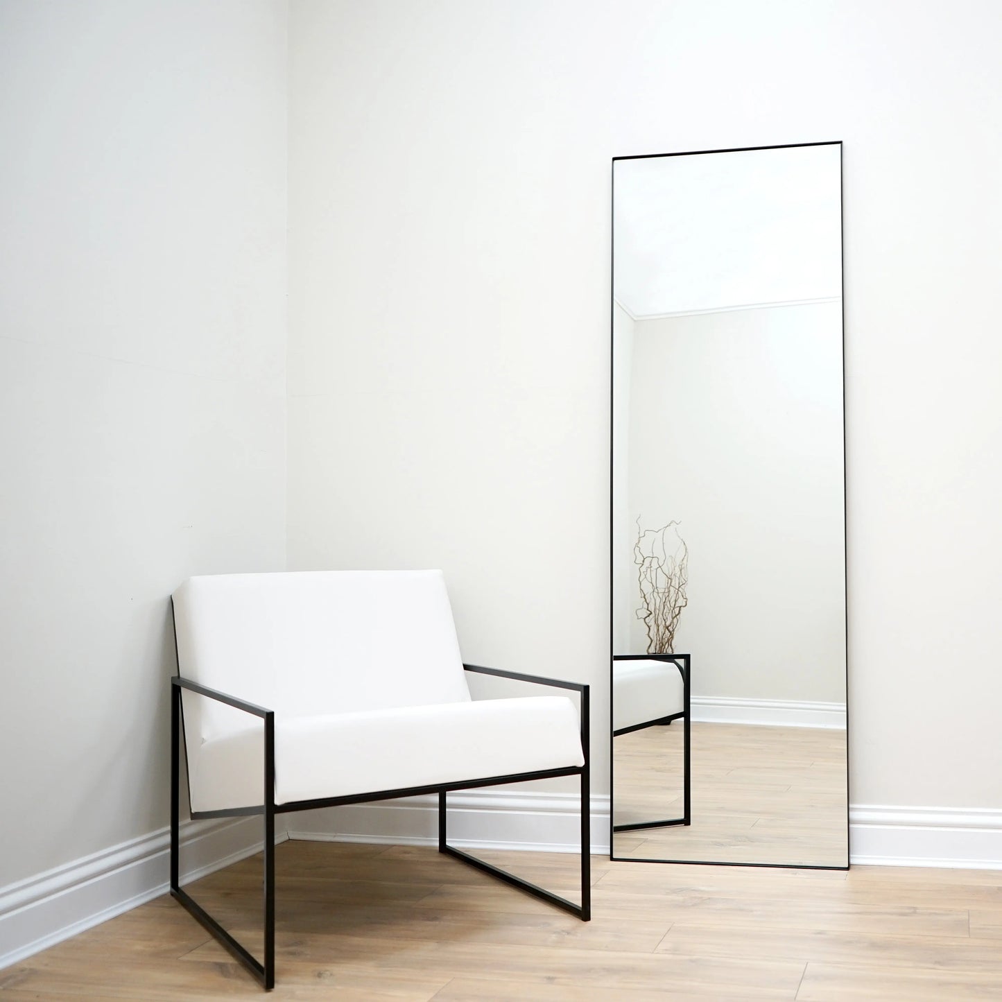 Theo Full Length Industrial Rectangular Mirror - Matte Black Metal - 179 x 60 cm Spiegel Weltt