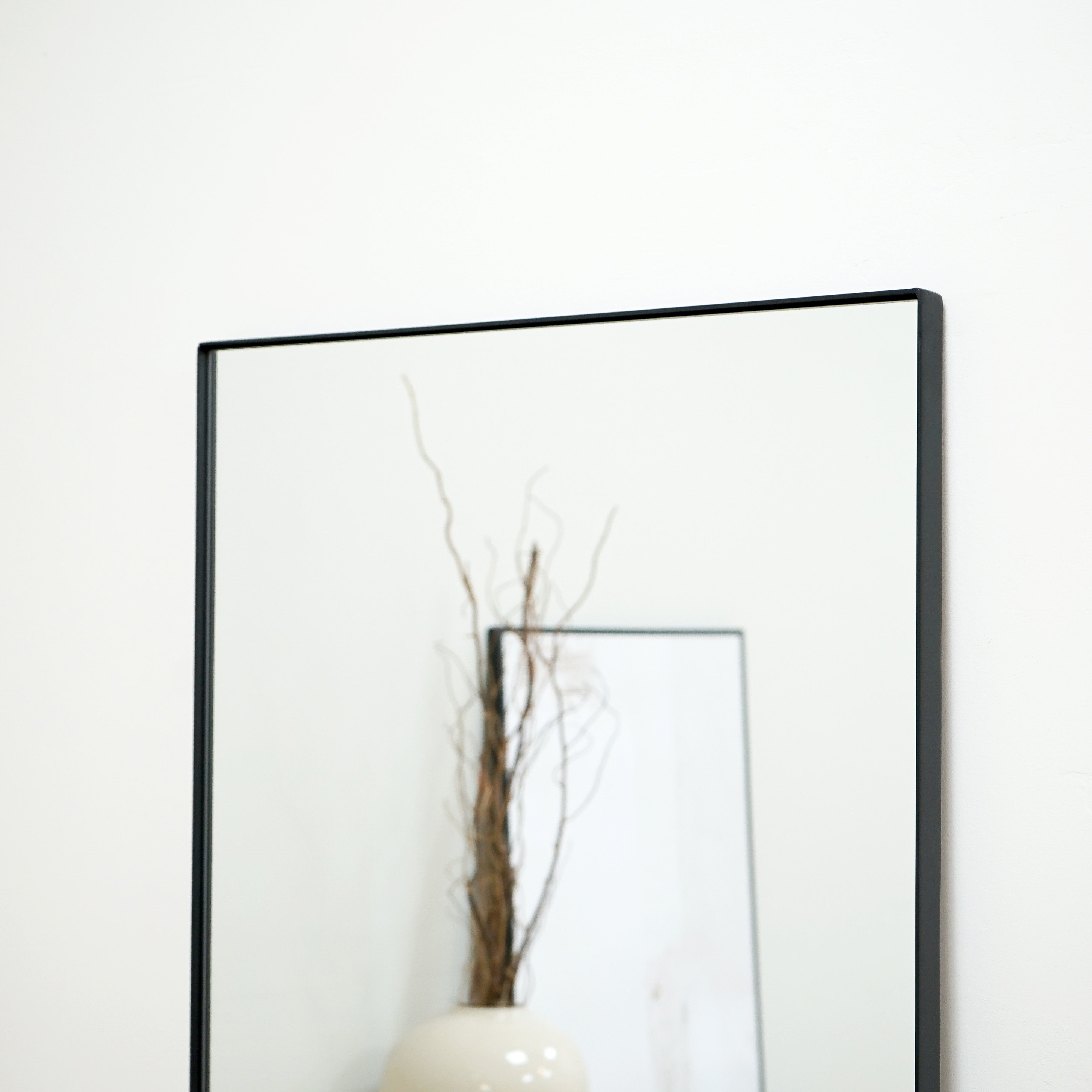 Theo Full Length Industrial Rectangular Mirror - Matte Black Metal - 179 x 60 cm