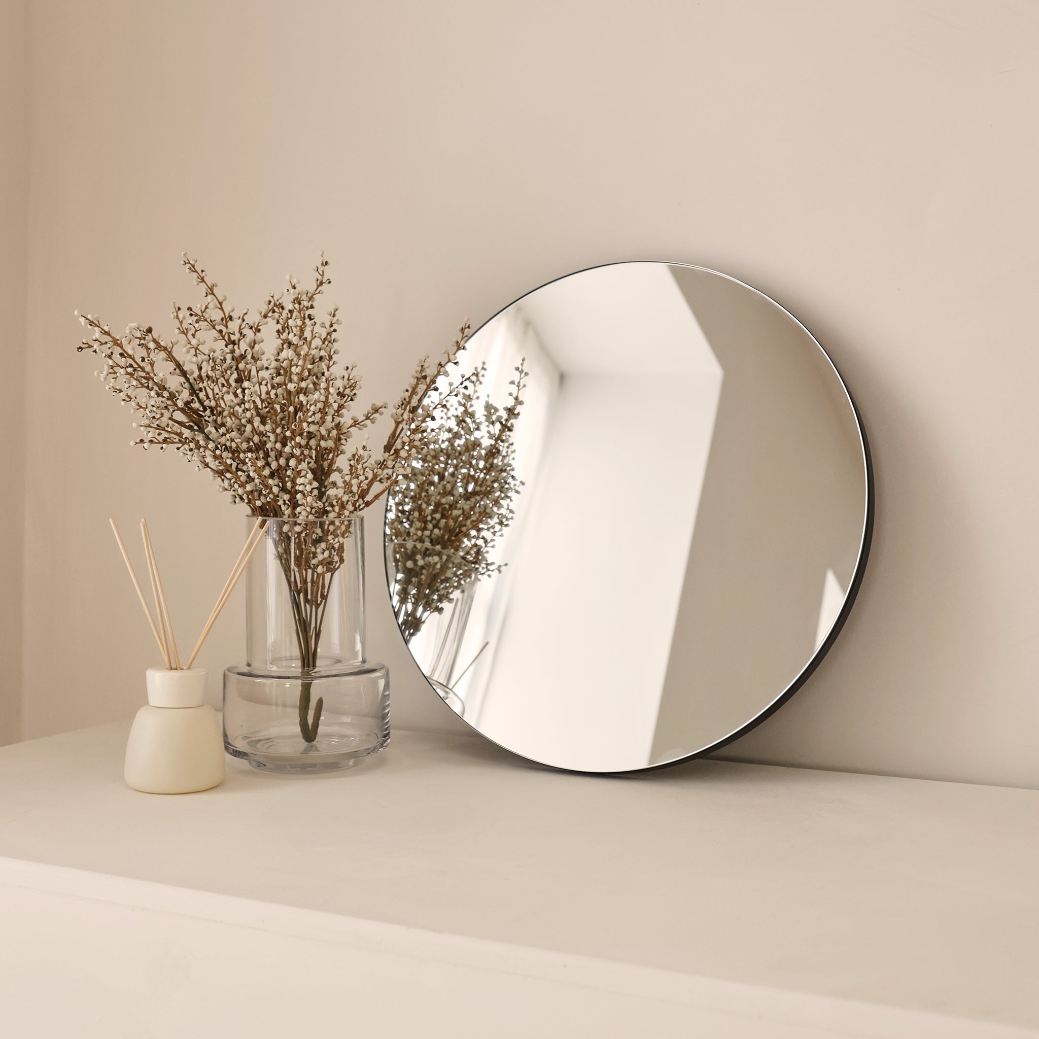 Edge Round Wall Mirror - Frameless Modern Minimalist Mirror - 40 cm