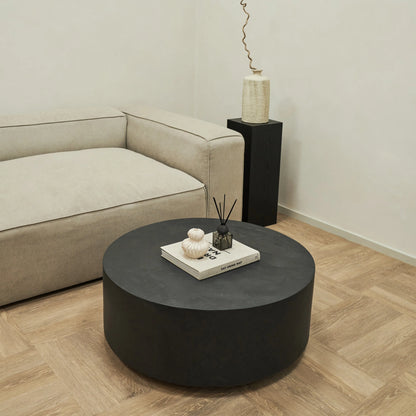 Angelo Round Coffee Table - Natural Black Onyx Minimalist Coffee Table Spiegel Weltt