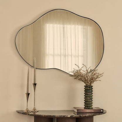 Ava - Mirror with Organic Design and Matte Black Metal Frame - 100 x 70 cm Spiegel Weltt