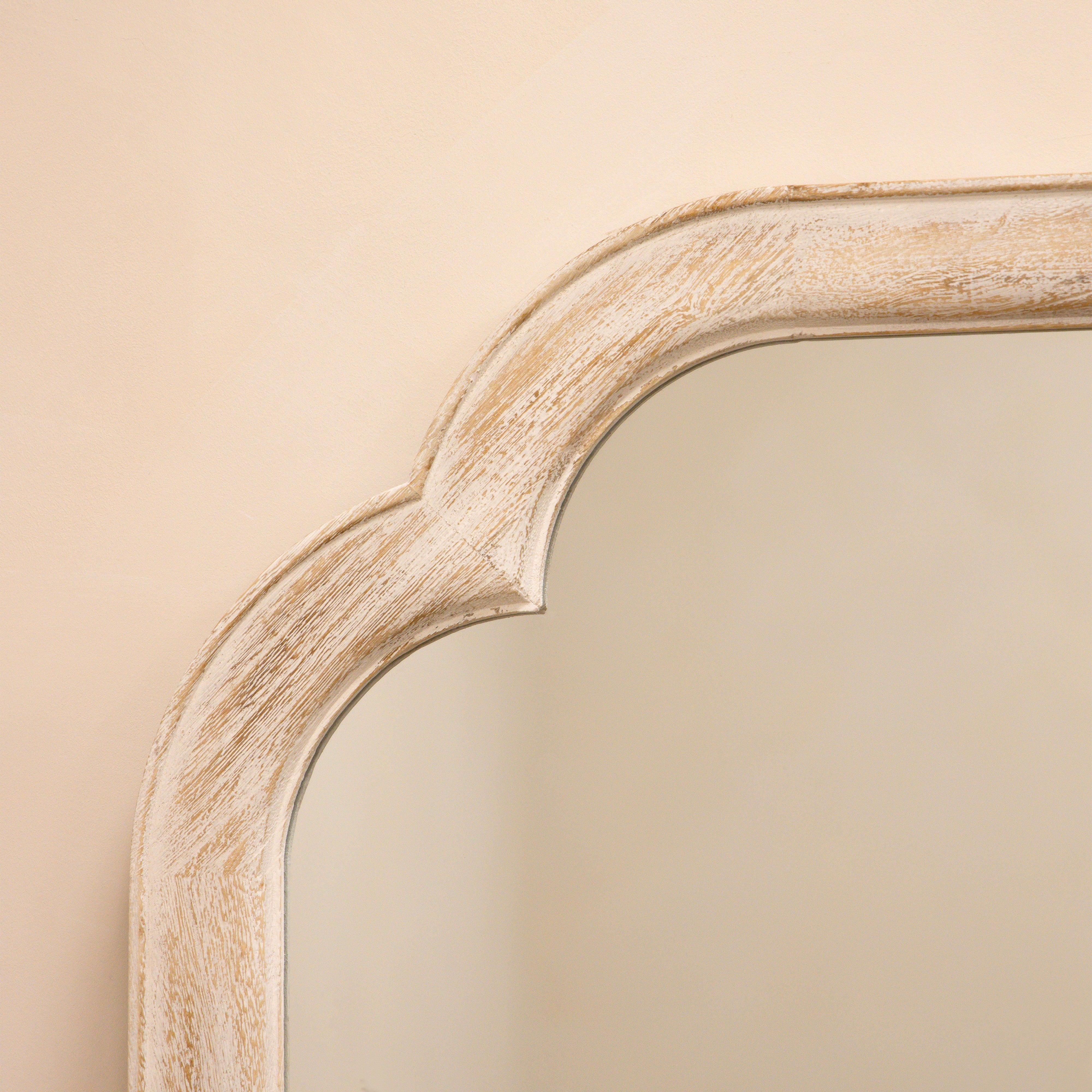 Elena Arched Full-Length Mirror - Rustic White Washed Wood Frame (170 x 75 cm)