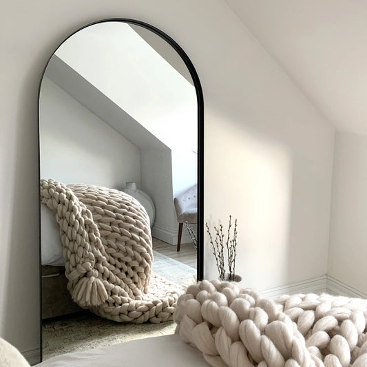Arcus Arched Full-Length Wall Mirror - Matte Black Metal Frame - 170 x 80 cm Spiegel Weltt