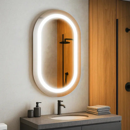 Sandblasted Capsule LED Mirror - Premium Decorative Backlit Design Spiegel Weltt