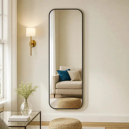 Modern Full-Length Rectangular Mirror with Rounded Corners Mirrorum