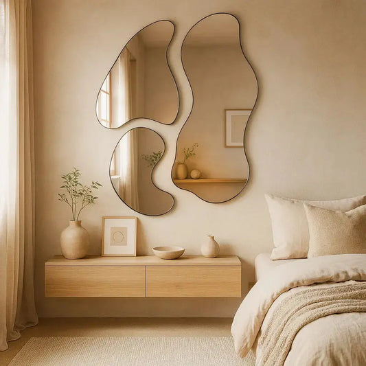 Trio of Organic Cloud Mirrors - Modern Wall Composition (105 x 148 cm) Mirrorum