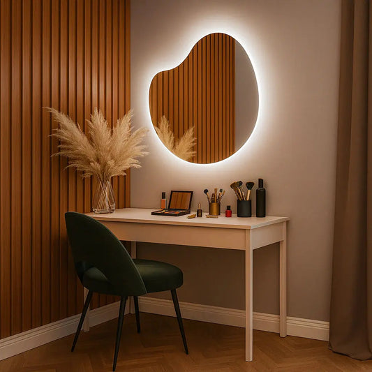Apple Slim Organic Mirror with LED 60x60cm - Premium Lighting Spiegel Weltt