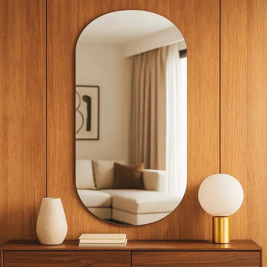 Modern Rectangular Wall Mirror with Elegant Rounded Corners Mirrorum