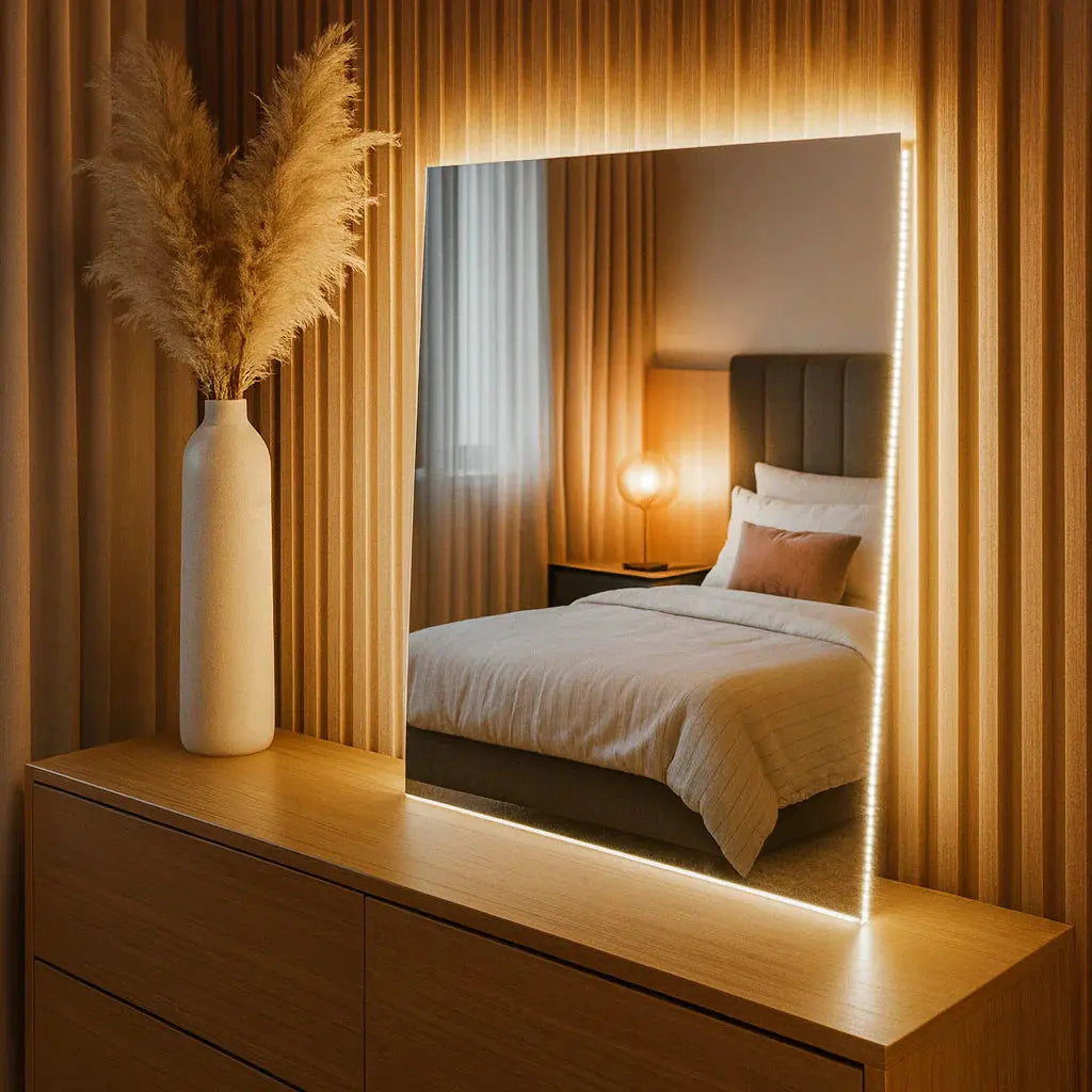 Modern Square Slim LED Mirror - Decorative Bathroom Wall Mirror with Premium Illumination Spiegel Weltt