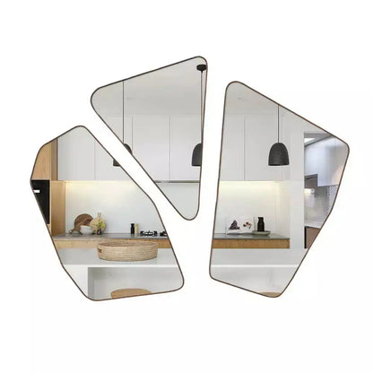 Trio of Modern Floating Geometric Mirrors - Large Wall Art Composition (150x135cm) Mirrorum