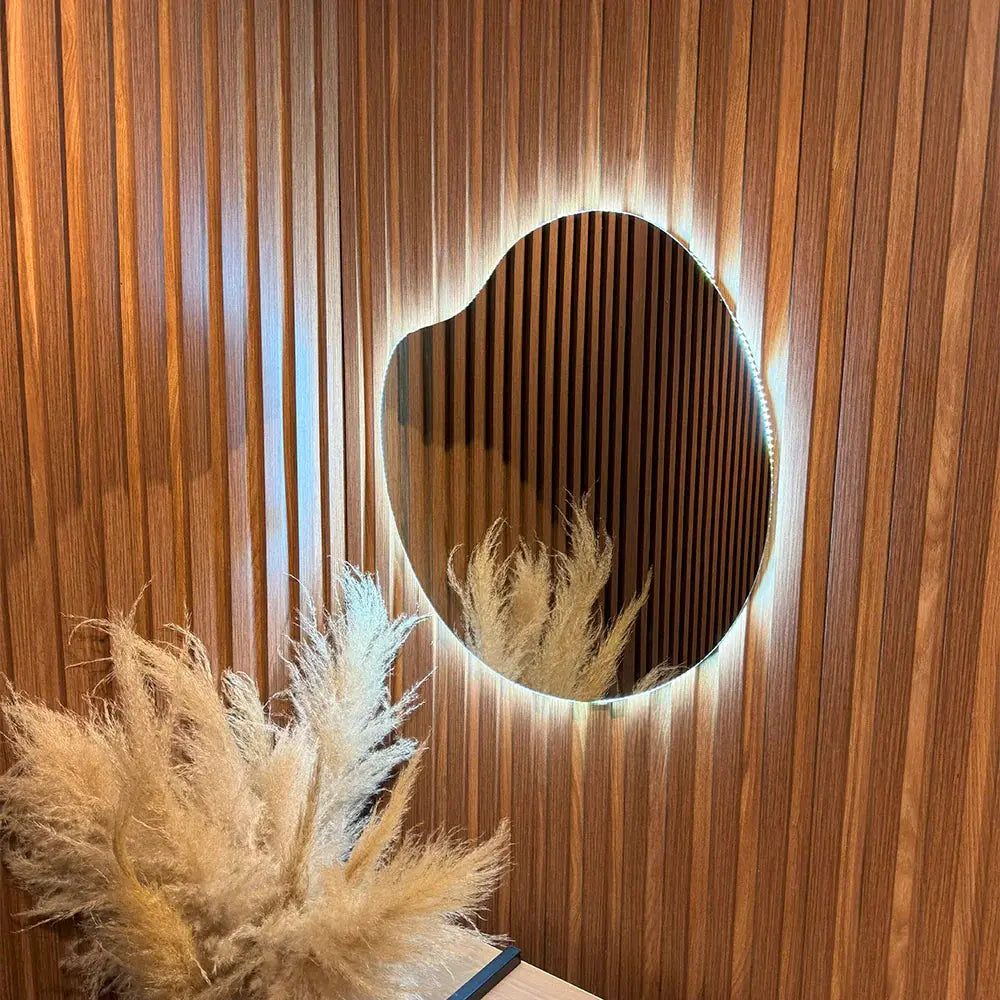 Apple Slim Organic Mirror with LED 60x60cm - Premium Lighting Spiegel Weltt