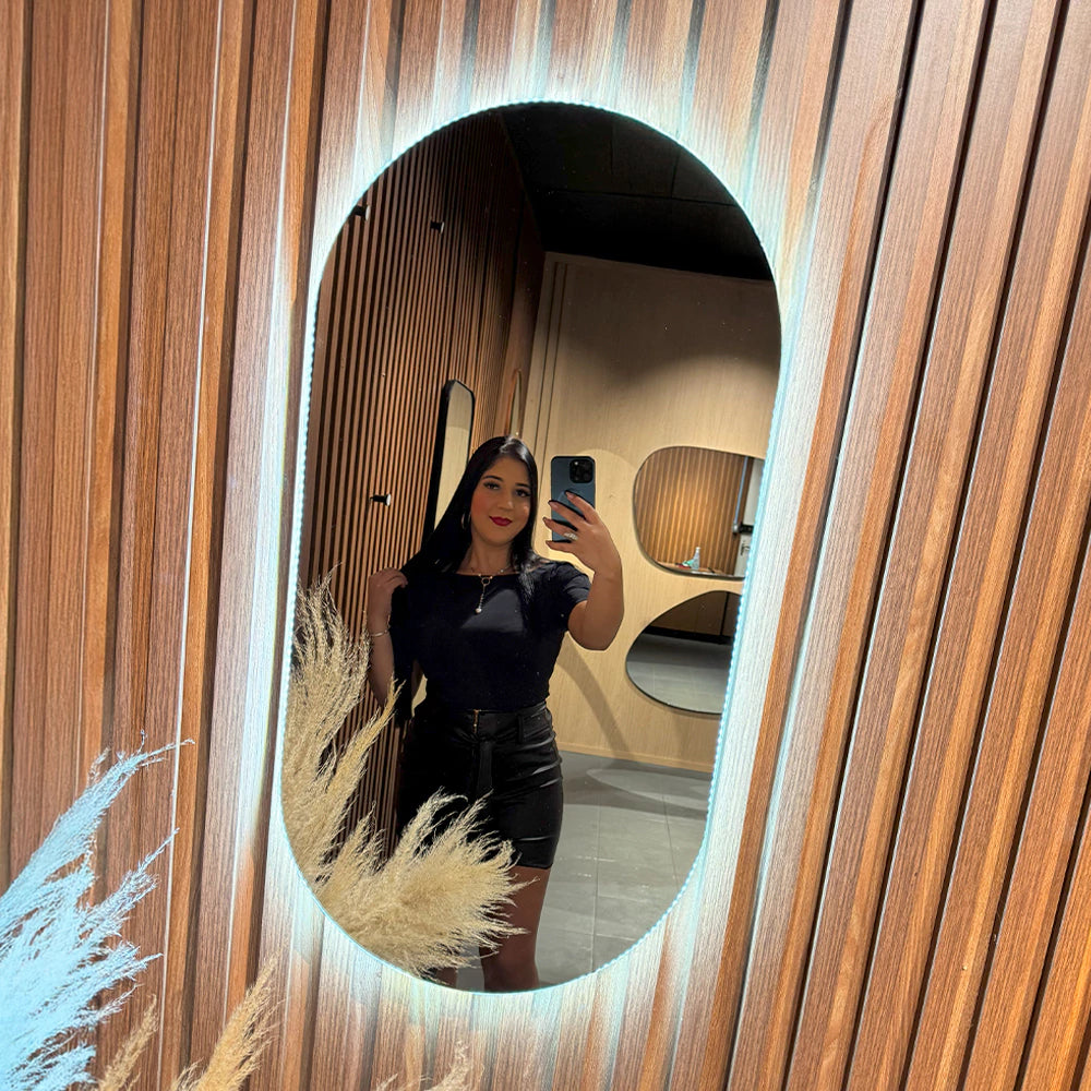 Slim Round Mirror With LED