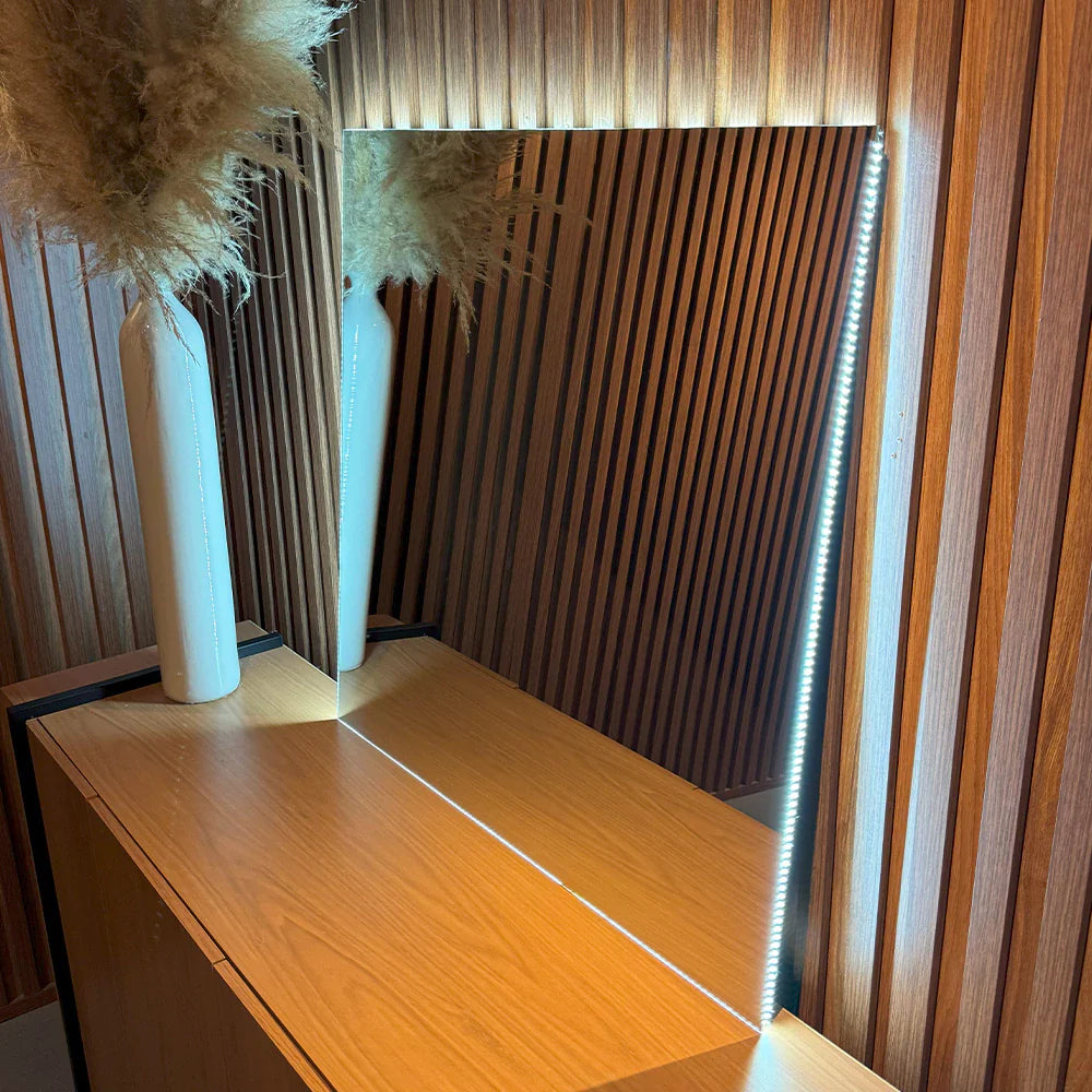 Modern Square Slim LED Mirror - Decorative Bathroom Wall Mirror with Premium Illumination