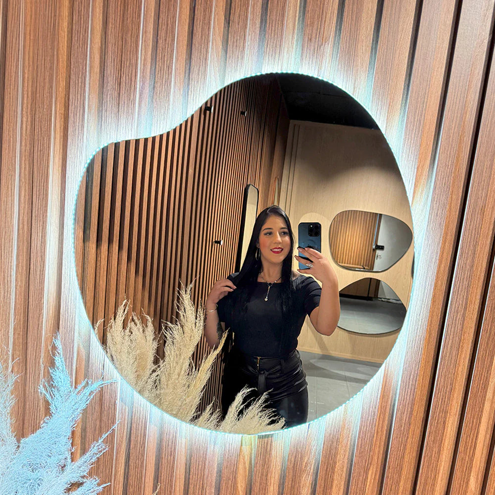 Apple Slim Organic Mirror with LED 60x60cm - Premium Lighting