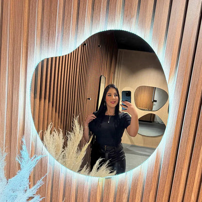 Apple Slim Organic Mirror with LED 60x60cm - Premium Lighting Spiegel Weltt