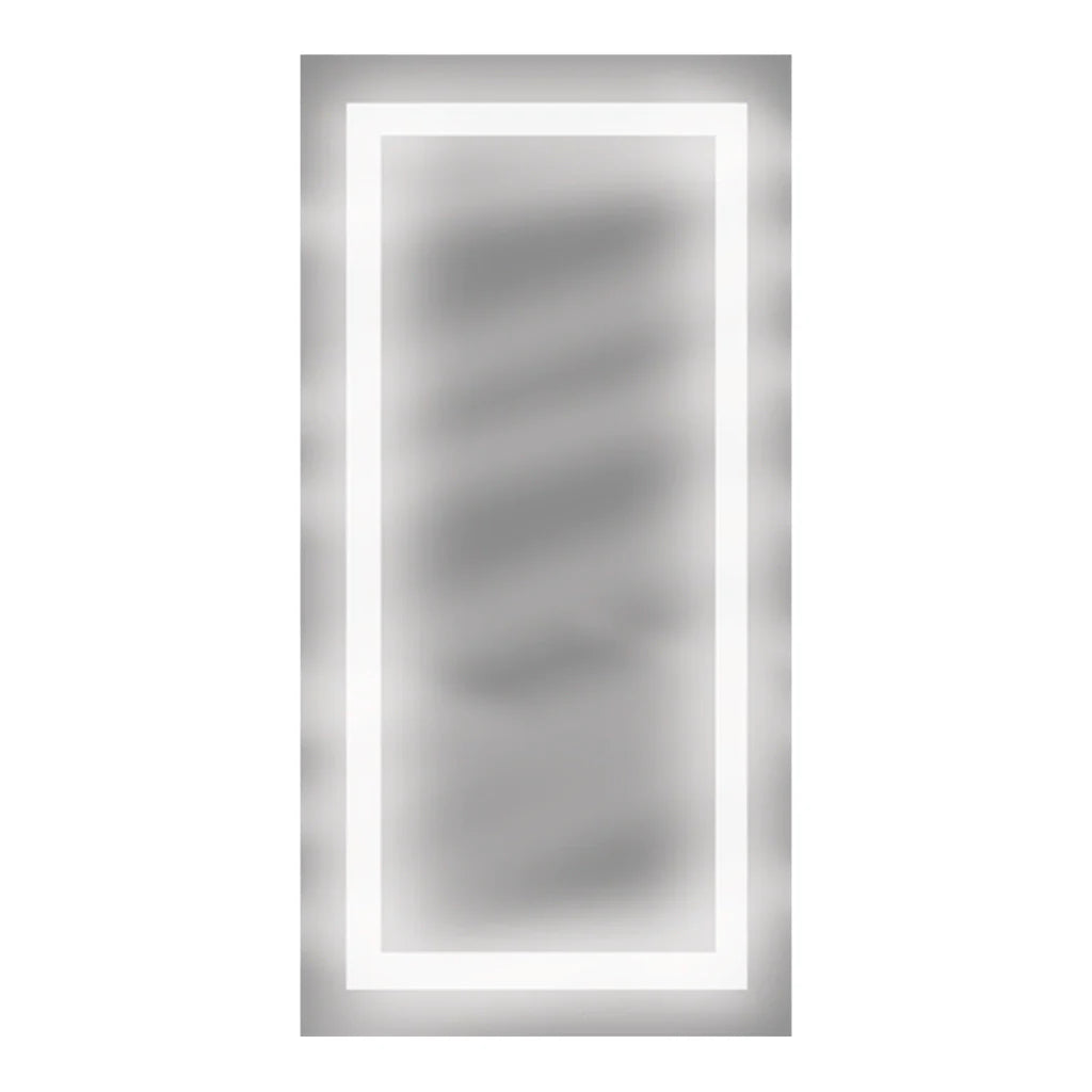 Modern Rectangular Sandblasted Mirror with Integrated LED Lighting